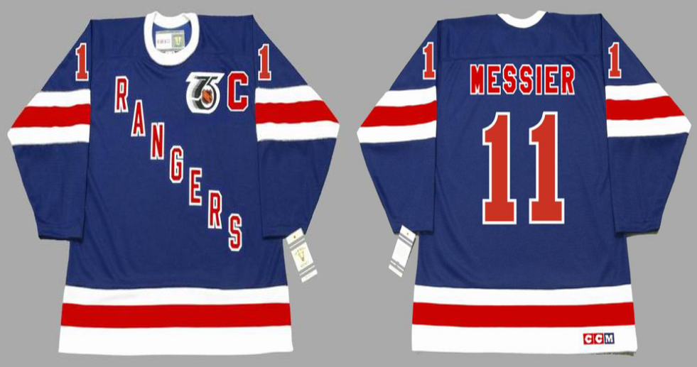 2019 Men New York Rangers 11 Messier blue style #4 CCM NHL jerseys->new york rangers->NHL Jersey